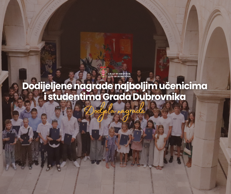 Dodijeljene nagrade najboljim učenicima i studentima Grada Dubrovnika za školsku godinu 2024./2025.